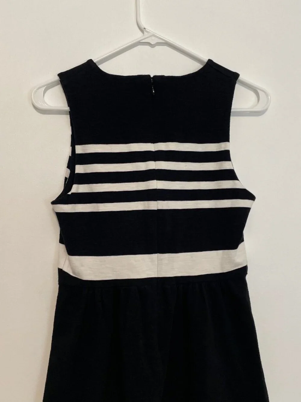 J. CREW Factory Striped Daybreak Dress Black White Sleeveless Mini Fit & Flare